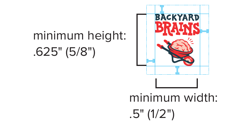 Original stacked logo minimum-size diagram