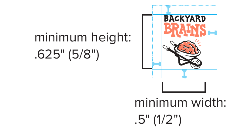 Original stacked logo minimum-size diagram