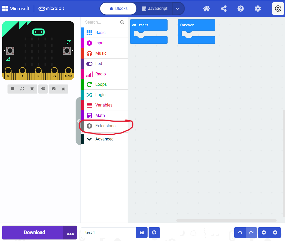 Open Extensions Menu